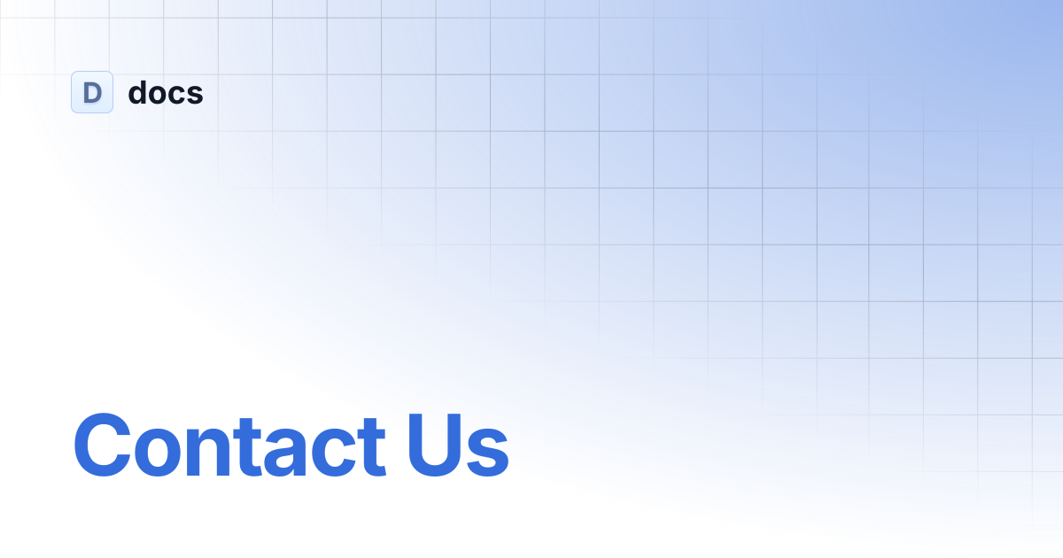 Contact Us | docs